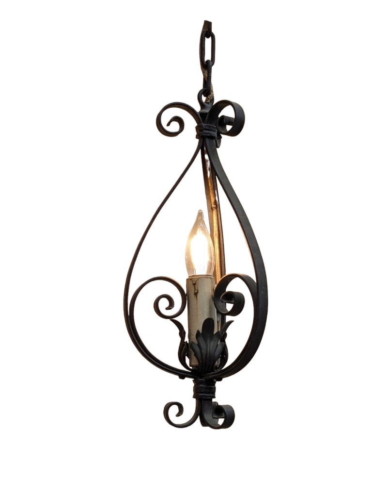 Vintage Spanish Revival Wrought Iron Pendant