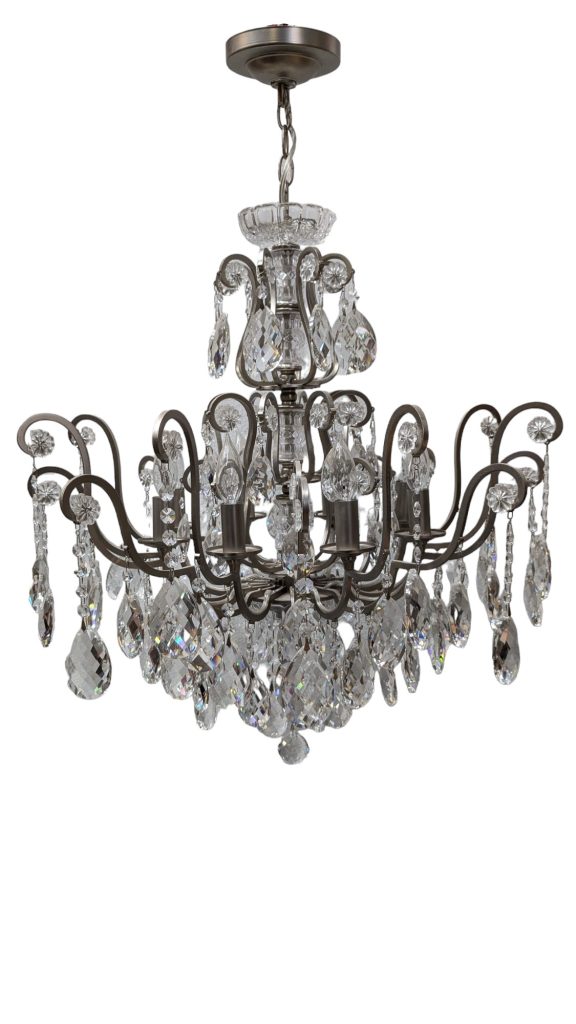 Pewter Finished Crystal Chandelier