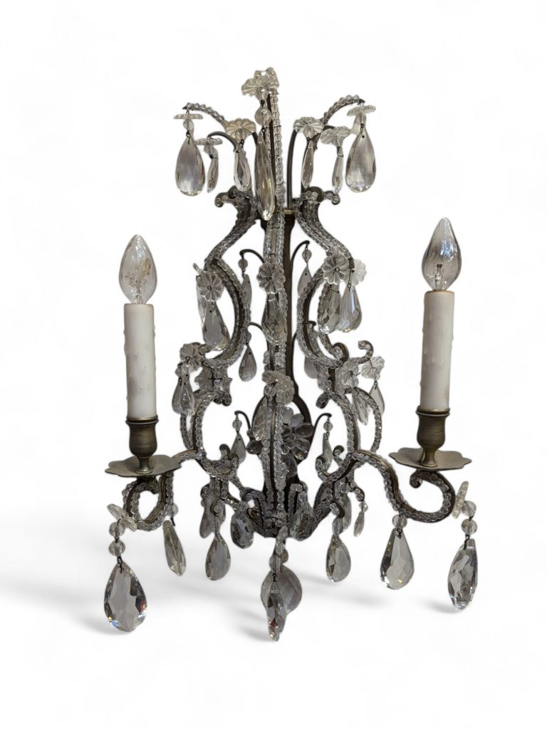 Gilt Brass and Crystal Chandelier Sconce