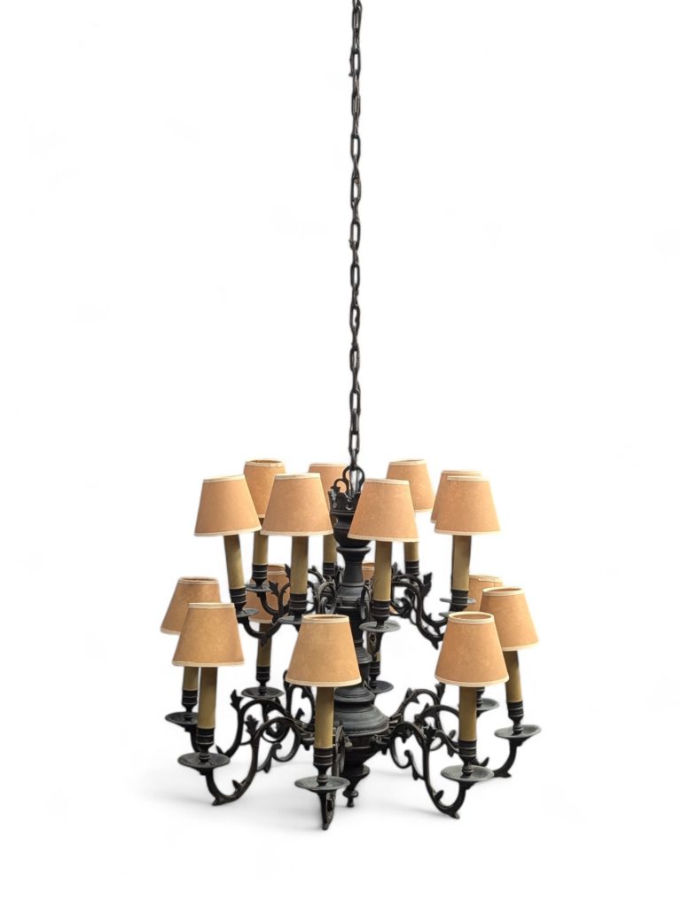 2-Tiered Dark Bronze Dutch Colonial Chandelier